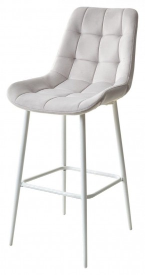 Барный стул ХОФМАН, цвет H-09 Светло-серый, велюр / белый каркас М-City в Губахе - gubaha.ok-mebel.com | фото