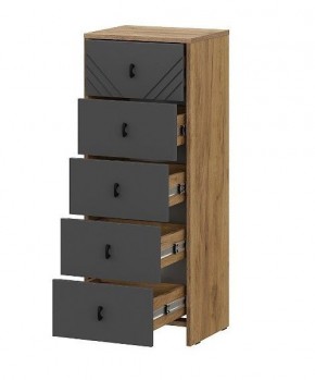 БАЙКАЛ Комод (5 ящиков) Графит/Дуб золотой в Губахе - gubaha.ok-mebel.com | фото 2