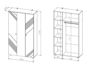 БАЙКАЛ Шкаф трехстворчатый (Графит/Дуб золотой) в Губахе - gubaha.ok-mebel.com | фото 3