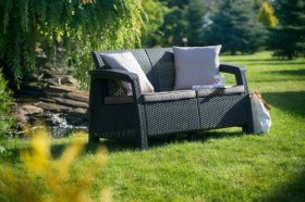 Диван пластиковый Корфу (Corfu love seat) графит в Губахе - gubaha.ok-mebel.com | фото 2