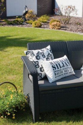 Диван пластиковый Корфу (Corfu love seat) графит в Губахе - gubaha.ok-mebel.com | фото 3