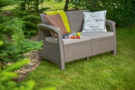 Диван пластиковый Корфу (Corfu love seat) капучино - песок в Губахе - gubaha.ok-mebel.com | фото 2