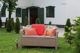 Диван пластиковый Корфу (Corfu love seat) капучино - песок в Губахе - gubaha.ok-mebel.com | фото 3