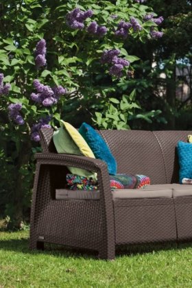 Диван пластиковый Корфу Макс (Corfu love seat max) коричневый в Губахе - gubaha.ok-mebel.com | фото 2