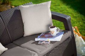 Диван пластиковый Корфу Макс (Corfu love seat max) коричневый в Губахе - gubaha.ok-mebel.com | фото 3