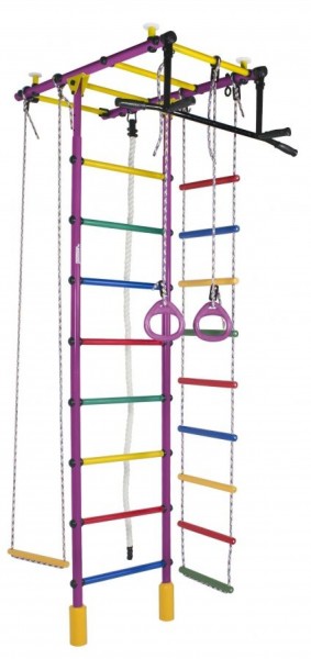 ДСК Атлант цв.фиолетовый радуга: турник, кольца, канат, трапеция, веревочная лестница в Губахе - gubaha.ok-mebel.com | фото