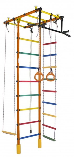 ДСК Атлант оранжевый радуга: турник, кольца, канат, трапеция, веревочная лестница в Губахе - gubaha.ok-mebel.com | фото 1
