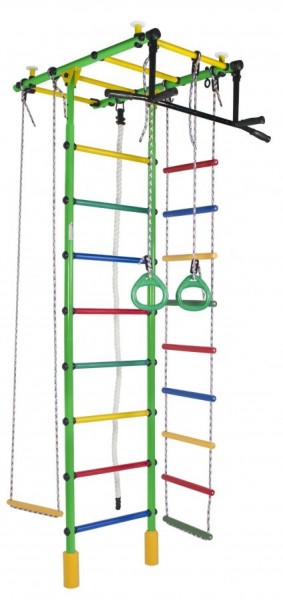 ДСК Атлант цв.салатовый радуга: турник, кольца, канат, трапеция, веревочная лестница в Губахе - gubaha.ok-mebel.com | фото