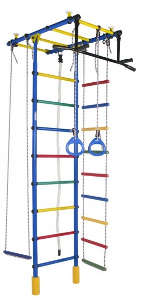ДСК Атлант цв.синий радуга: турник, кольца, канат, трапеция, веревочная лестница в Губахе - gubaha.ok-mebel.com | фото 1