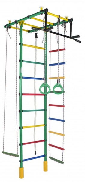 ДСК Атлант цв.зеленый радуга: турник, кольца, канат, трапеция, веревочная лестница в Губахе - gubaha.ok-mebel.com | фото