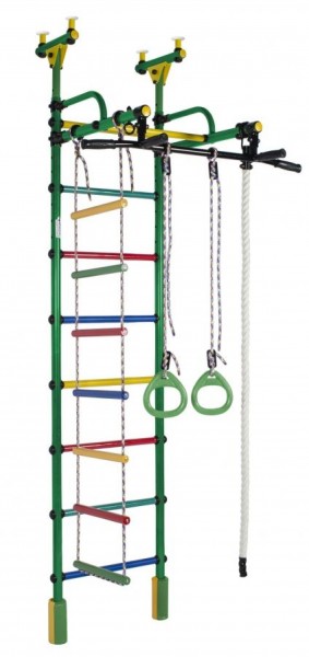 ДСК Жирафик цв.зеленый радуга: турник, кольца, канат, верёвочная лестница в Губахе - gubaha.ok-mebel.com | фото