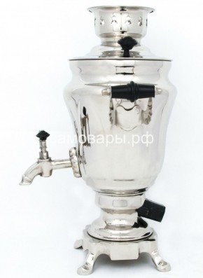 Электрический самовар из латуни никелированный на 1,5 литра форма "Тюльпан" с защитой от выкипания в Губахе - gubaha.ok-mebel.com | фото