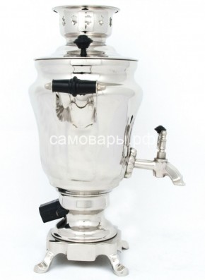 Электрический самовар из латуни никелированный на 1,5 литра форма "Тюльпан" с защитой от выкипания в Губахе - gubaha.ok-mebel.com | фото 3