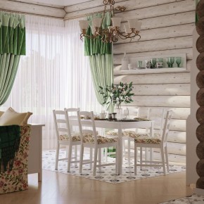 Комлект Вествик обеденный стол и четыре стула, массив сосны, цвет белый в Губахе - gubaha.ok-mebel.com | фото 1
