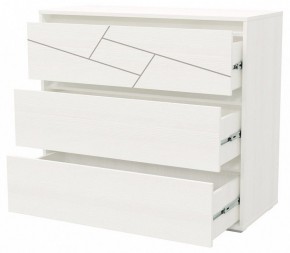 АДЕЛИНА Комод с тремя ящиками (белый рамух) в Губахе - gubaha.ok-mebel.com | фото 2