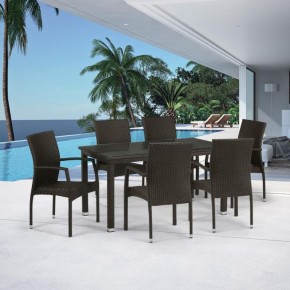 Комплект плетеной мебели T256A/YC379A-W53 Brown (6+1) + подушкина стульях в Губахе - gubaha.ok-mebel.com | фото 1