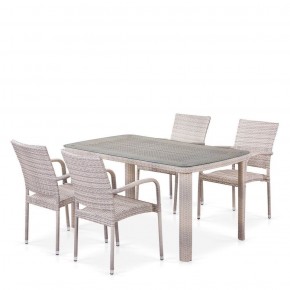 Комплект плетеной мебели T256C/Y376C-W85 Latte (4+1) + подушки на стульях в Губахе - gubaha.ok-mebel.com | фото