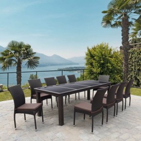 Комплект плетеной мебели T438/Y380A-W53 Brown (10+1) в Губахе - gubaha.ok-mebel.com | фото