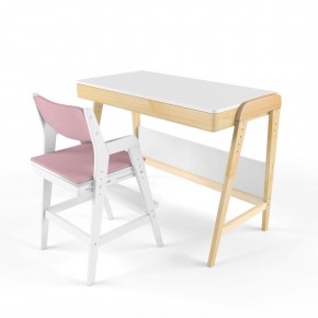 Комплект растущий стол и стул с чехлом 38 попугаев «Вуди» (Белый, Белый, Розовый) в Губахе - gubaha.ok-mebel.com | фото