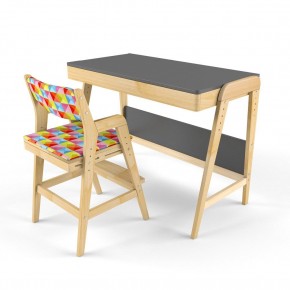 Комплект растущий стол и стул с чехлом 38 попугаев «Вуди» (Серый, Береза, Ромбы) в Губахе - gubaha.ok-mebel.com | фото