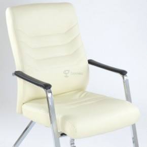 Кресло Barneo K-25 для посетителей и переговорных (хром, бежевая экокожа) в Губахе - gubaha.ok-mebel.com | фото 4