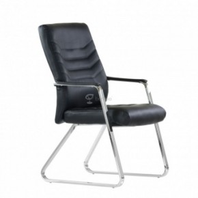 Кресло Barneo K-25 для посетителей и переговорных (хром, черная экокожа) в Губахе - gubaha.ok-mebel.com | фото 1