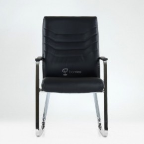 Кресло Barneo K-25 для посетителей и переговорных (хром, черная экокожа) в Губахе - gubaha.ok-mebel.com | фото 2