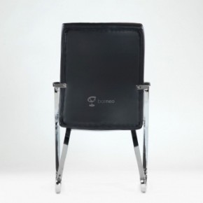Кресло Barneo K-25 для посетителей и переговорных (хром, черная экокожа) в Губахе - gubaha.ok-mebel.com | фото 3