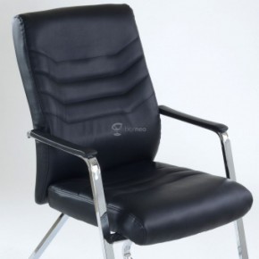 Кресло Barneo K-25 для посетителей и переговорных (хром, черная экокожа) в Губахе - gubaha.ok-mebel.com | фото 4