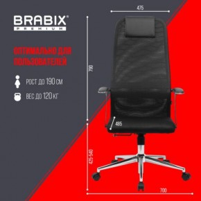 Кресло BRABIX PREMIUM "Ultimate EX-801" хром, плотная двойная сетка Х2, черное, 532917 в Губахе - gubaha.ok-mebel.com | фото 7