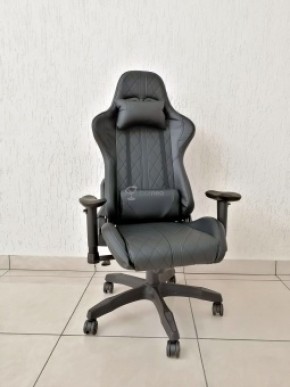 Кресло геймерское Barneo K-52 (черная экокожа черные вставки) в Губахе - gubaha.ok-mebel.com | фото