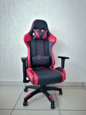 Кресло геймерское Barneo K-53 (черная экокожа красные вставки) в Губахе - gubaha.ok-mebel.com | фото 1