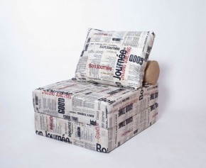 Кресло-кровать-пуф бескаркасное Прайм (Газета) в Губахе - gubaha.ok-mebel.com | фото
