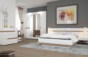 Кровать 160/TYP 92, LINATE ,цвет белый/сонома трюфель в Губахе - gubaha.ok-mebel.com | фото 3