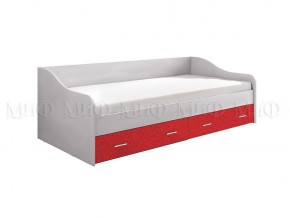 ВЕГА АЛФАВИТ Кровать 900 с настилом ЛДСП (Белый/Красный) в Губахе - gubaha.ok-mebel.com | фото