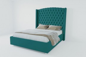 Кровать Берлин ЛЮКС с ПМ 1400 (велюр бирюзовый) в Губахе - gubaha.ok-mebel.com | фото 3