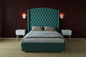 Кровать Берлин ЛЮКС с ПМ 900 (велюр бирюзовый) в Губахе - gubaha.ok-mebel.com | фото 2