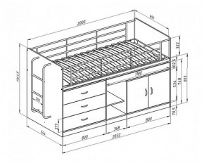 Кровать-чердак "Дюймовочка-6"  Белый/Голубой в Губахе - gubaha.ok-mebel.com | фото 2