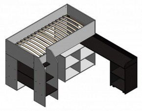 Кровать-чердак "Теремок-2" Дуб молочный/Розовый в Губахе - gubaha.ok-mebel.com | фото 2