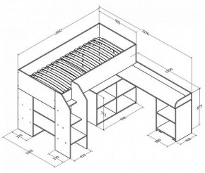 Кровать-чердак "Теремок-2" Дуб молочный/Венге в Губахе - gubaha.ok-mebel.com | фото 3