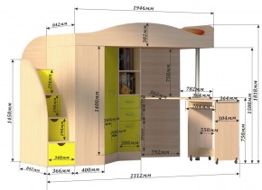 Кровать-чердак Юниор 4 (800*1900) в Губахе - gubaha.ok-mebel.com | фото 3