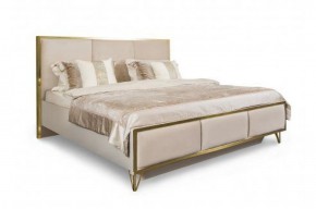 Кровать Lara 1600 с мягким изголовьем + основание (бежевый глянец) в Губахе - gubaha.ok-mebel.com | фото