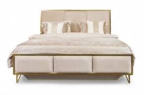Кровать Lara 1600 с мягким изголовьем + основание (бежевый глянец) в Губахе - gubaha.ok-mebel.com | фото 2
