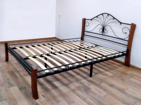 Кровать "Фортуна 4 ЛАЙТ" Черная (1200*2000) (ножки-махагон) с коваными элементами в Губахе - gubaha.ok-mebel.com | фото 3