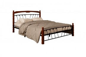 Кровать "Муза 1" КМД10  Черная (1400*2000) (ножки-махагон) с коваными изделиями в Губахе - gubaha.ok-mebel.com | фото