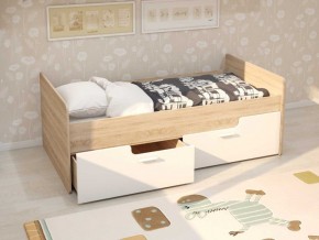 Кровать Умка К-001 + ящики (Дуб Сонома/Белый глянец) в Губахе - gubaha.ok-mebel.com | фото