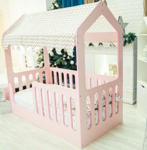 Кровать-домик без ящика 800*1600 (Розовый) в Губахе - gubaha.ok-mebel.com | фото