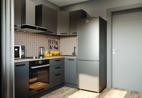 Кухня угловая Антрацит 2200х1000 (Стол. 38мм) в Губахе - gubaha.ok-mebel.com | фото