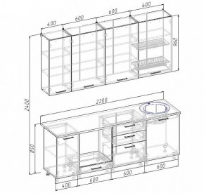 Кухонный гарнитур Антрацит 2200 (Стол. 26мм) в Губахе - gubaha.ok-mebel.com | фото 3