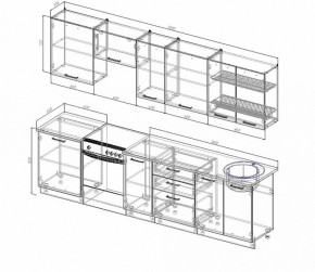 Кухонный гарнитур Антрацит 3000 (Стол. 26мм) в Губахе - gubaha.ok-mebel.com | фото 2